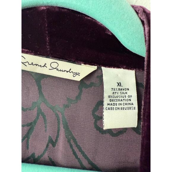 French Laundry Floral Velvet Burnout Long Sleeve Open Front Jewel Tone Kimono XL - Picture 3 of 4